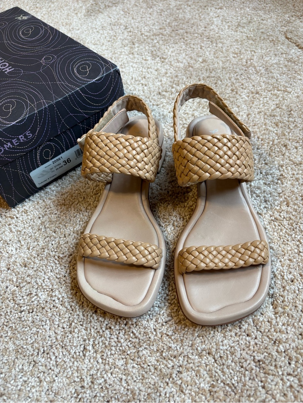 NIB Woven Double-Strap Slingback Sandals in Tan